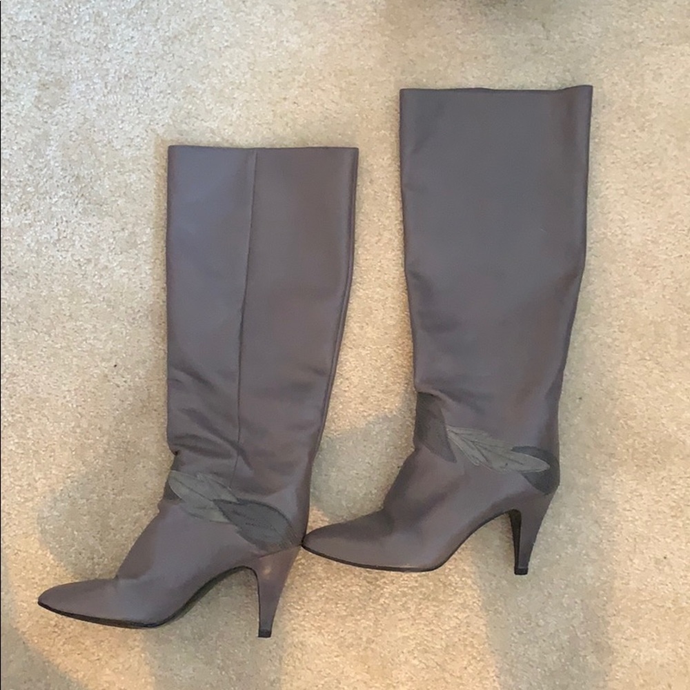 Grey Heel Boots with Detailing
